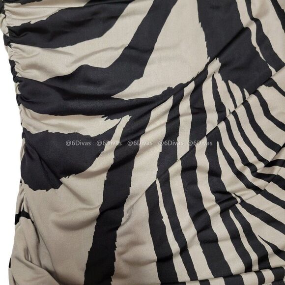 Black and Taupe Animal Print Plunging Neckline Sexy Top Sizes S, M - NWOT - Picture 4 of 6